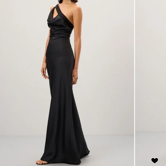 Black one shoulder Herve Leger Bias Asymmetrical Gown - Picture 1 of 8